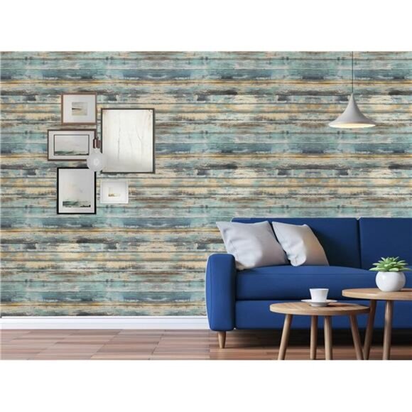 Wood Contact Paper 15.7"x118" Self-Adhesive Wood Peel and Stick Wallpaper Blue - Picture 7 of 7